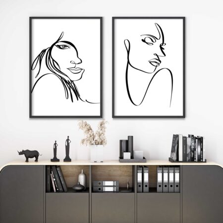 Line art - face set of 2