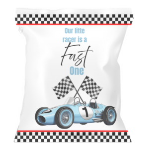 Racing car chip bag (First birthday)- Canva, JPG