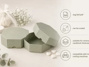 Octagonal favour box with lid template – CraftersworldZA